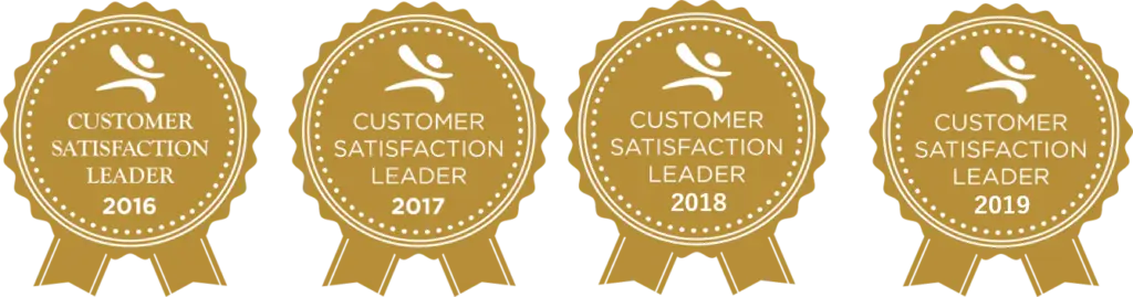 Customer Satisfaction Leader Awards - 2016, 2017, 2017, 2018, 2019